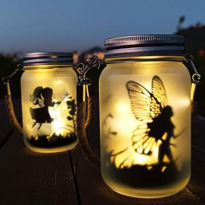 Alritz 2 Pack Solar Lantern Fairy Lights, Christmas Decorations Garden Ornament Lights - Outdoor Hanging Frosted Glass Mason Jar Lights for Tree, Table, Yard, Patio, Lawn Ages 4 5 6 7 8 9 10+ (Warm)