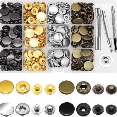 Alritz 17mm Leather Snap Fasteners Kit, 72 Set Metal Button Snaps Press Studs with 4 Setter Tools, 6 Colors Leather Snaps for Clothes, Jackets, Jeans Wears, Bracelets, Bags