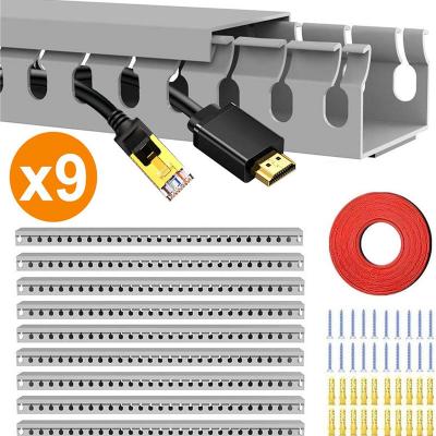 Alritz Cable Raceway Kit, 138 inch Open Slot Wiring Raceway Duct with Cover Cable Management System to Hide Under Desk/TV/Computer/Power Cords - 15.4 X 1.6 X 0.8 Inch(LWH)