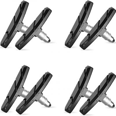  Alritz Bike Brake Pads Set, 4 Pairs Road Mountain Bicycle V-Brake Blocks Shoes with Hex Nut and Shims, No Noise No Skid, 70mm (Black)