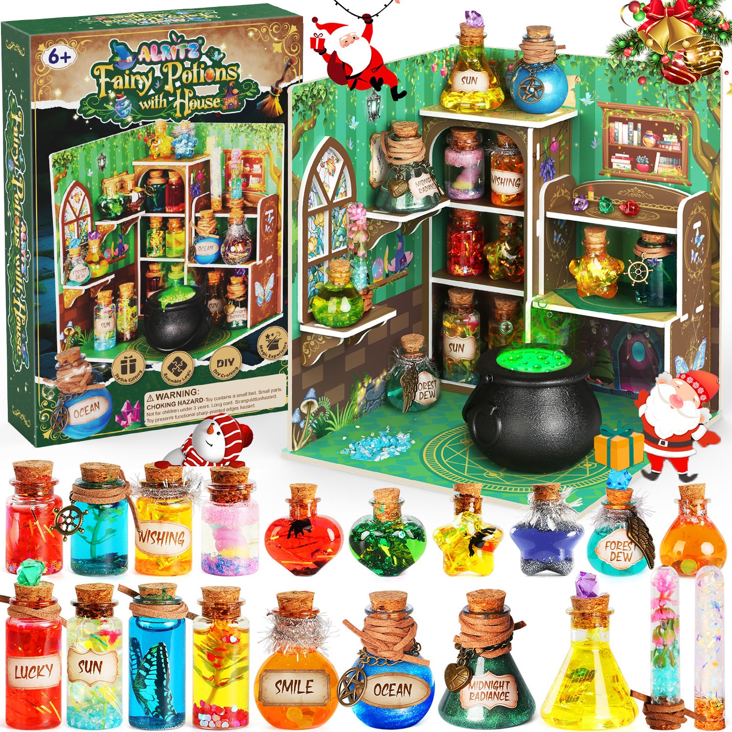 Alritz Potion Kits for Kids, Magic Fairy Potions Mixie with House, 20+ Bottles, Creative Craftes Toys for Halloween Christmas Birthday Party, Gift for Girls and Boys 6 7 8 9 10+ Years Old
