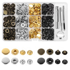 Alritz 15mm Leather Snap Fasteners Kit, 72 Set Metal Button Snaps Press Studs with 4 Setter Tools, 6 Colors Leather Snaps for Clothes, Jackets, Jeans Wears, Bracelets, Bags