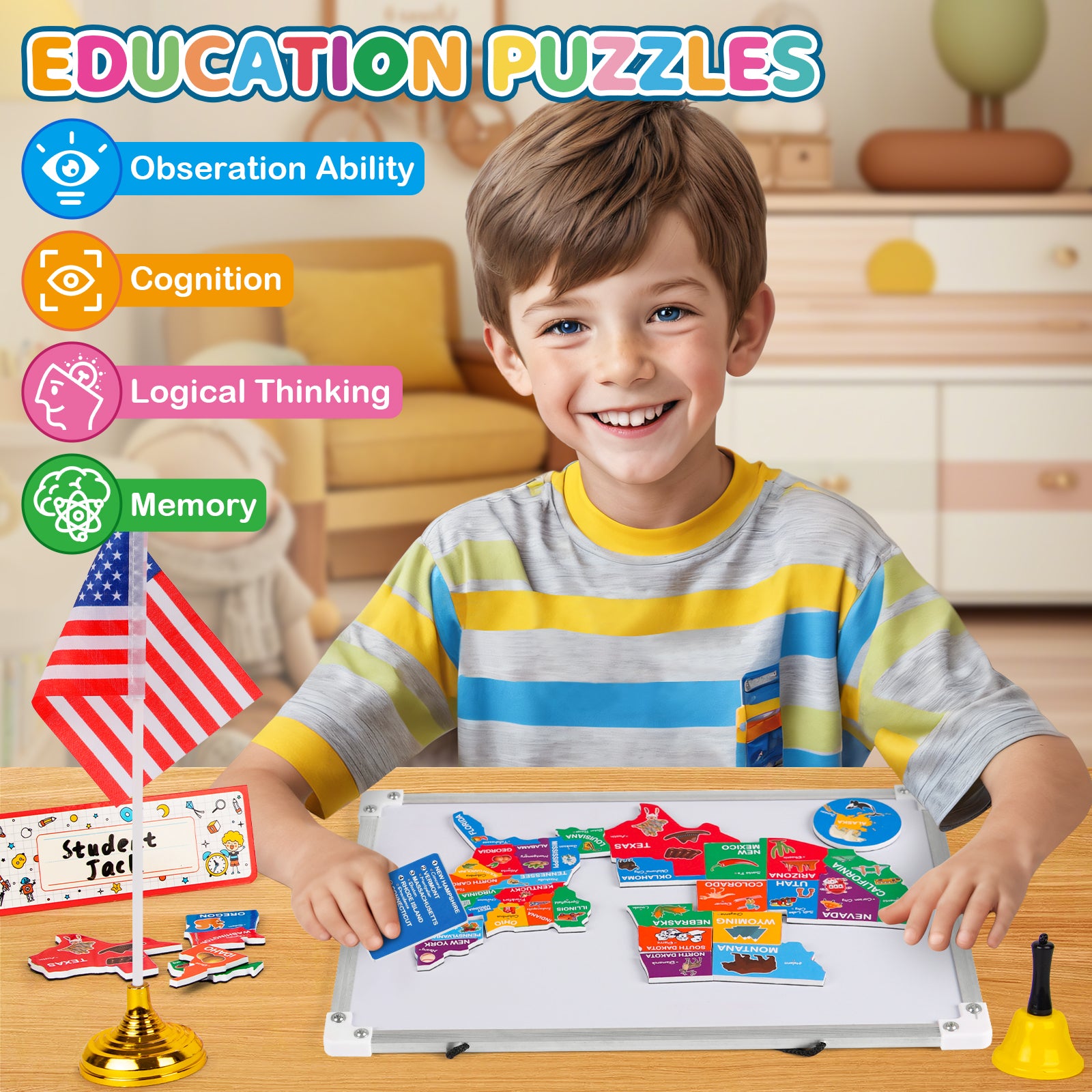 Alritz Pretend Teacher Playset, Role Pretend Play Kids School Toys Kit Include Map, Calendar, White Board Boys Girls Toys, Christmas Birthday Gift for Ages 5 6 7 8 9 10 11 12 13+