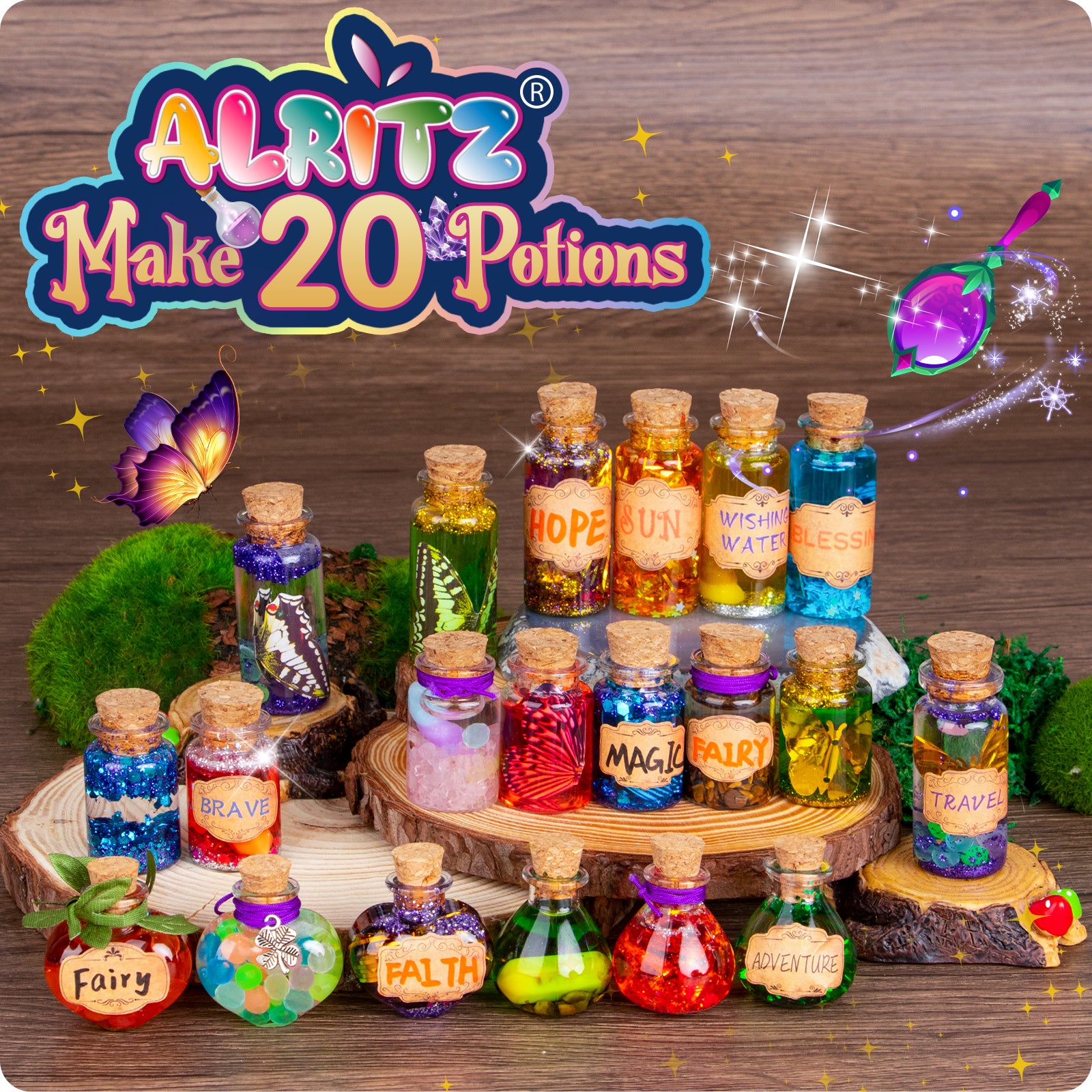 Alritz Fairy Potions Kit – 20 Bottles DIY Magic Mixing Toy, Creative Gift for Kids Ages 6-12, Perfect for Birthday, Christmas & Family Fun