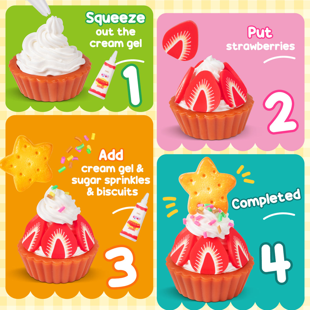Alritz Making Miniature Food Toys Set, Mini Desserts Drinks Maker Craft Kit, DIY Simulated Strawberry Cake Pretend Play Food Set for Kids Teens Adults Ages 8 9 10+, Holiday Birthday Party Gift