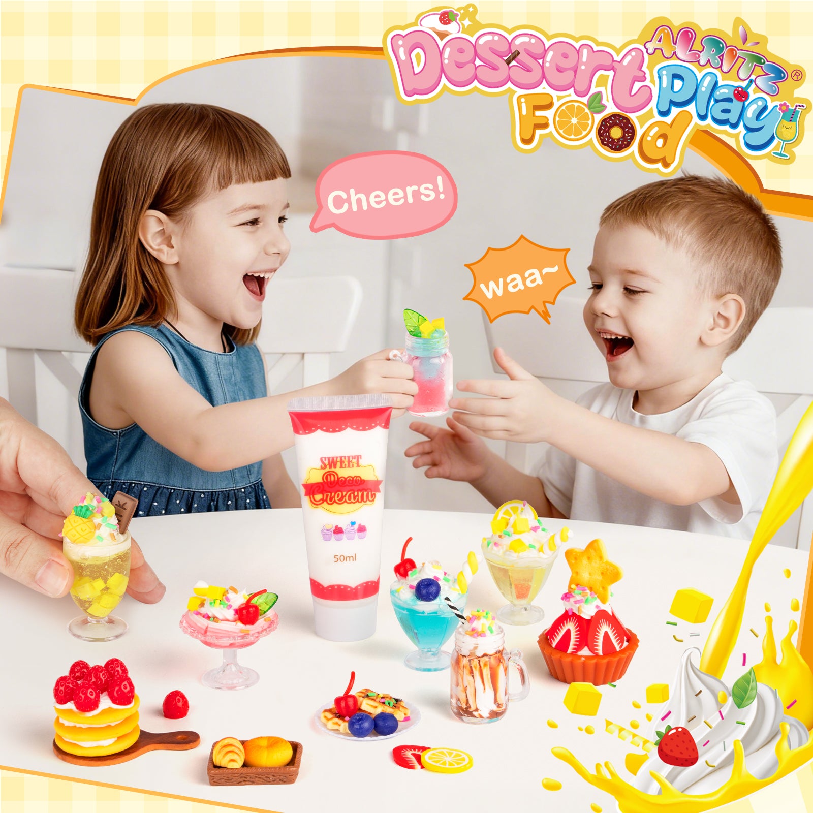 Alritz Making Miniature Food Toys Set, Mini Desserts Drinks Maker Craft Kit, DIY Simulated Strawberry Cake Pretend Play Food Set for Kids Teens Adults Ages 8 9 10+, Holiday Birthday Party Gift