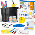 Alritz Pretend Play Teacher Set Classroom Learning Education Includes Reusable White Board Bell Clock and More, Be Teacher Student, for Boys Girls 5 6 7 8 9 10 11 12 +Years Old