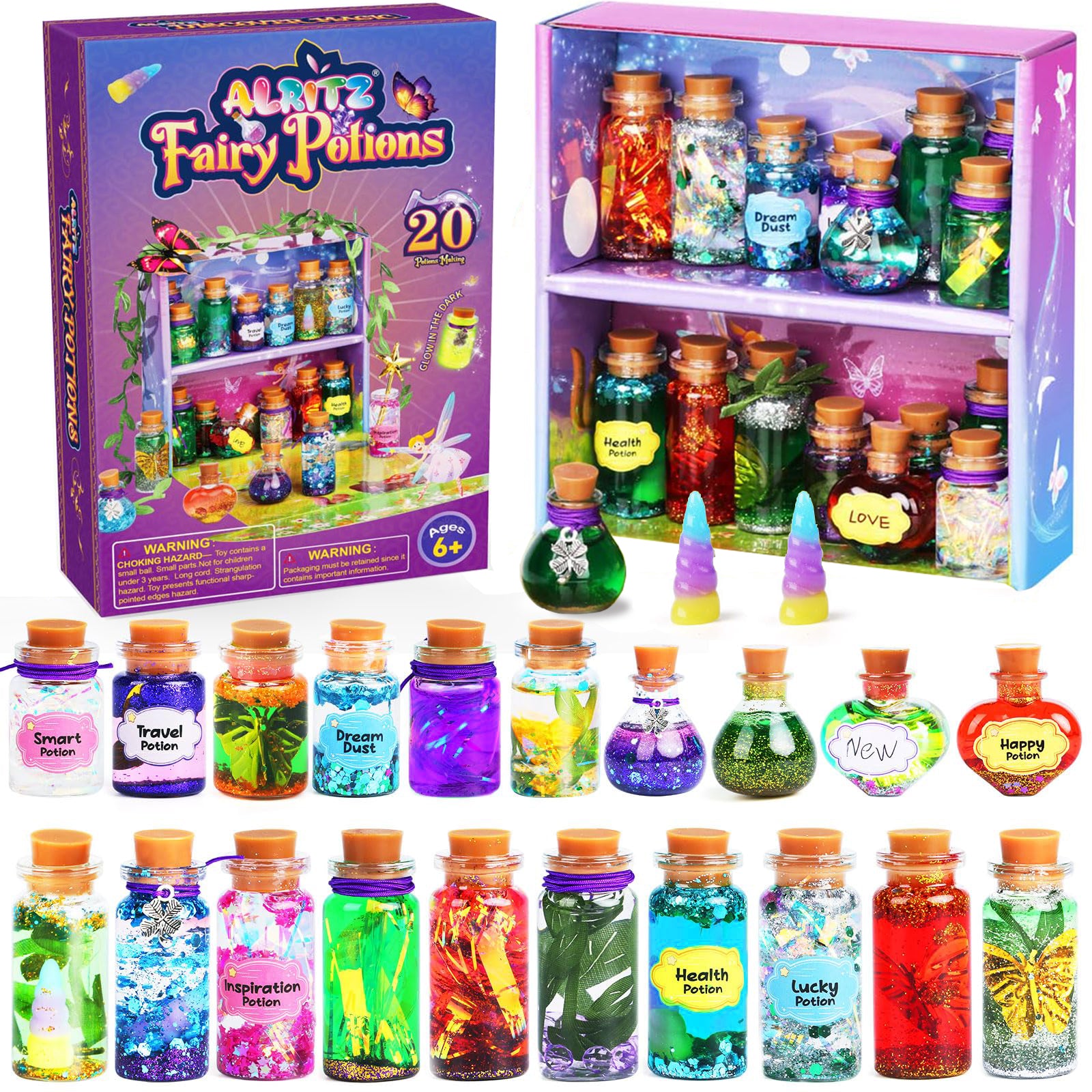 Alritz Fairy Mixies Potion Kits for Kids, 20 Bottles Magic DIY Mixies Potions, Christmas Decorations Families Party Ornaments Creative Crafts Toys Gifts for Girls and Boys Ages 6 7 8 9 10 11+