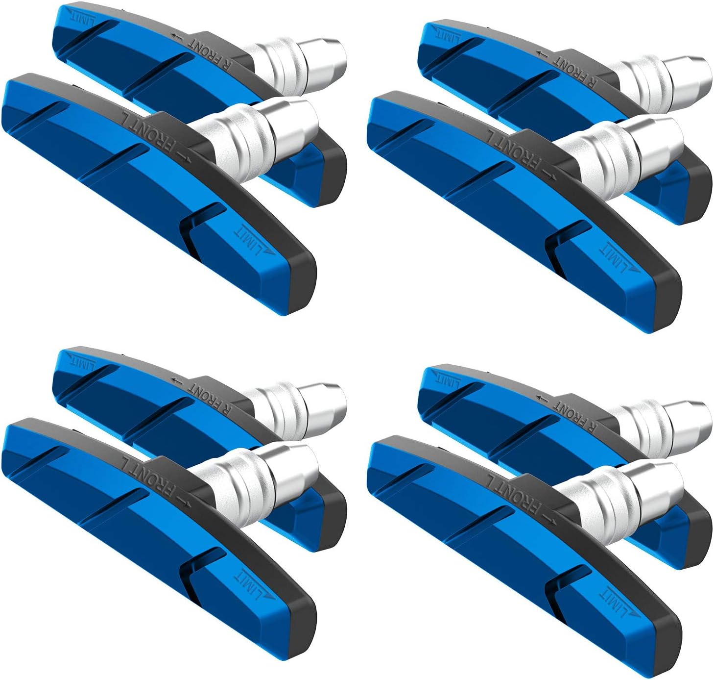 Alritz Bike Brake Pads Set, 4 Pairs Road Mountain Bicycle V-Brake Blocks Shoes with Hex Nut and Shims, No Noise No Skid, 70mm