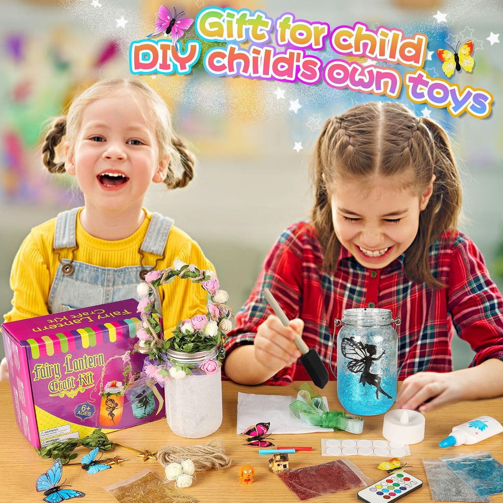 Alritz Fairy Lantern Craft Kit, Christmas Gifts for Kids Girls, Remote Control Mason Jar Night Light, DIY Garden Decorations Art Project Ornaments, Creative Activities Birthday Ages 4 5 6 7 8 9 10 11+