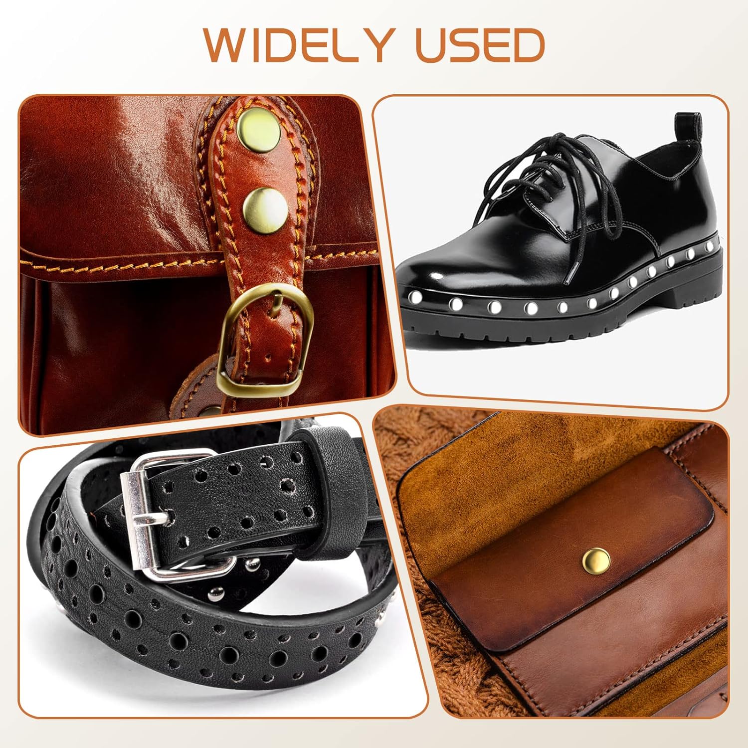 Alritz 240 Sets Leather Rivets, Double Cap Rivets Tubular 4 Colors 2 Sizes Metal Studs with Fixing Tools for DIY Leather Craft/Clothes/Shoes/Bags/Belts Repair Decoration