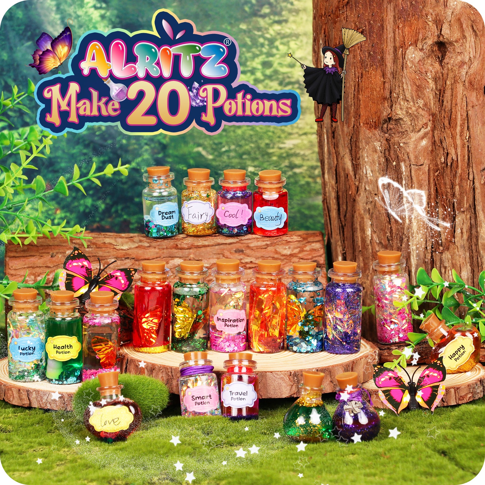 Alritz Fairy Mixies Potion Kits for Kids, 20 Bottles Magic DIY Mixies Potions, Christmas Decorations Families Party Ornaments Creative Crafts Toys Gifts for Girls and Boys Ages 6 7 8 9 10 11+