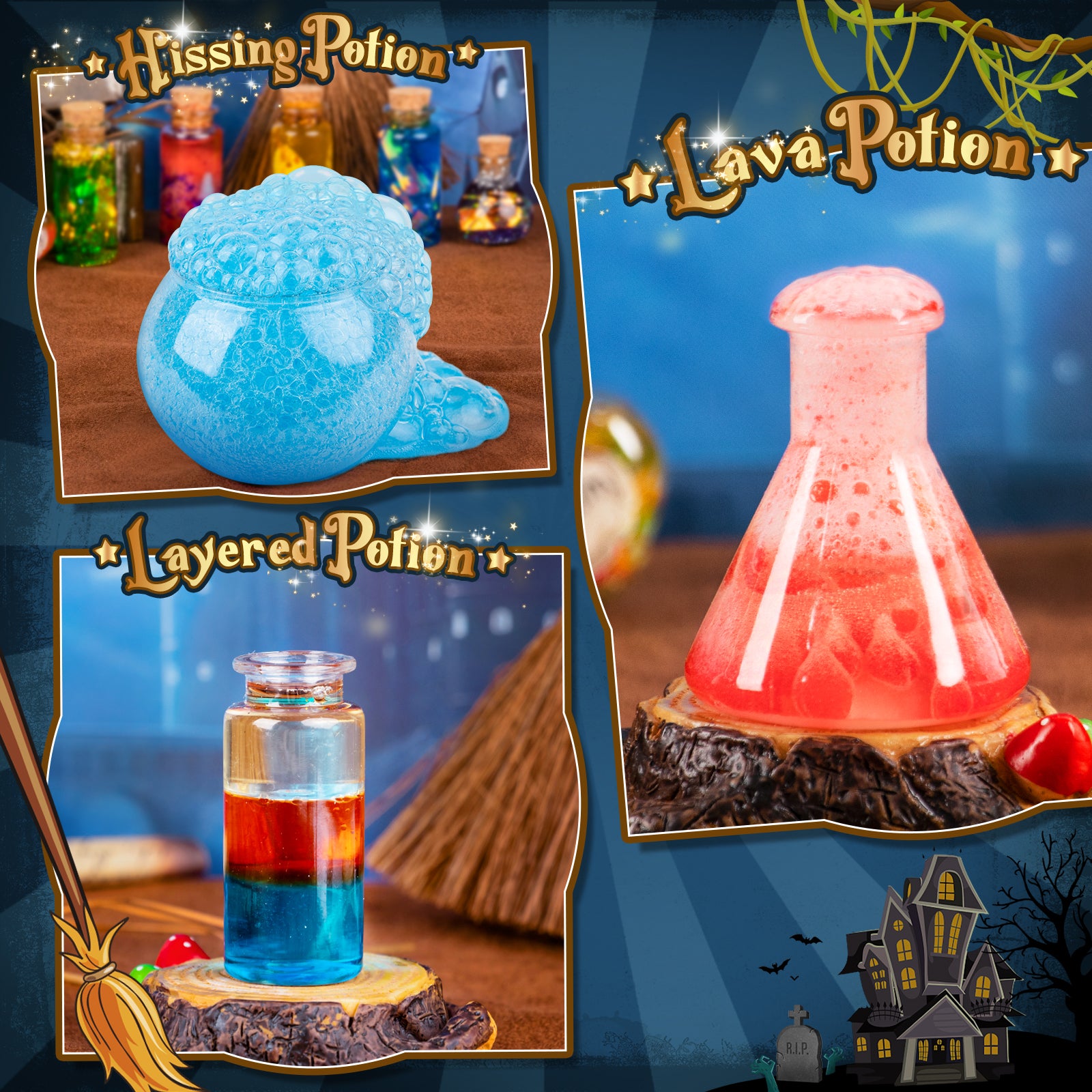 Alritz Science Potion Kits for Kids - 23 Magic Mix Potion Bottles, Witches Cauldron, Birthday Party Christmas Decorations Gifts Toys for Boys Girls 8 9 10 11+ Years Old