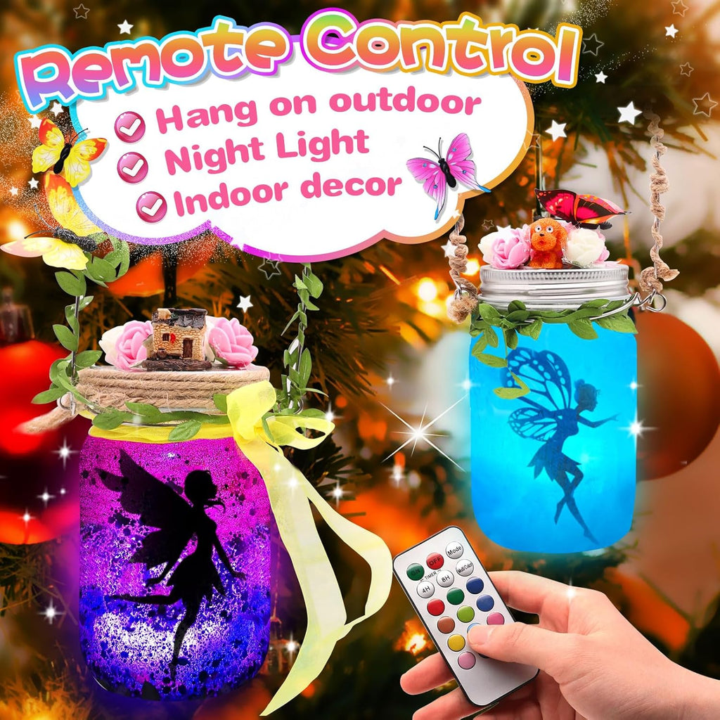 Alritz Fairy Lantern Craft Kit, Christmas Gifts for Kids Girls, Remote Control Mason Jar Night Light, DIY Garden Decorations Art Project Ornaments, Creative Activities Birthday Ages 4 5 6 7 8 9 10 11+