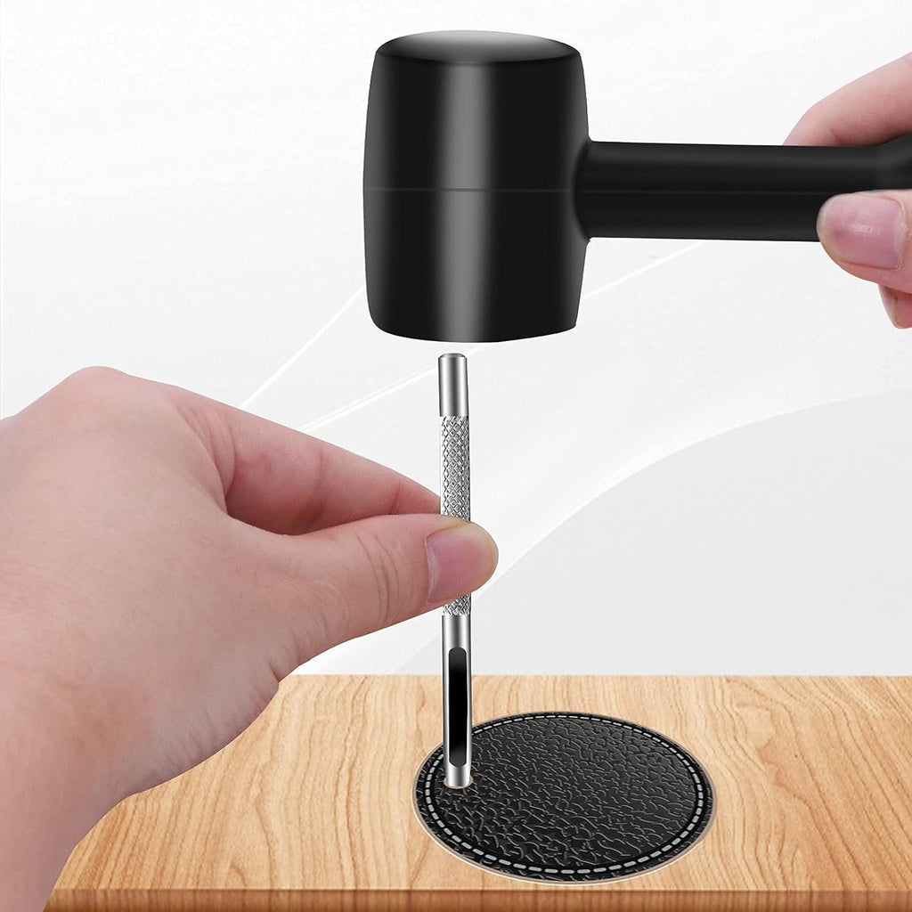 Alritz 120 Sets Leather Snap Fasteners Kit with Hammer Puncher, 12.5mm Metal Button Snaps Press Studs with 4 Setter Tools for Clothes, Jackets, Jeans Wears, Bracelets, Bags