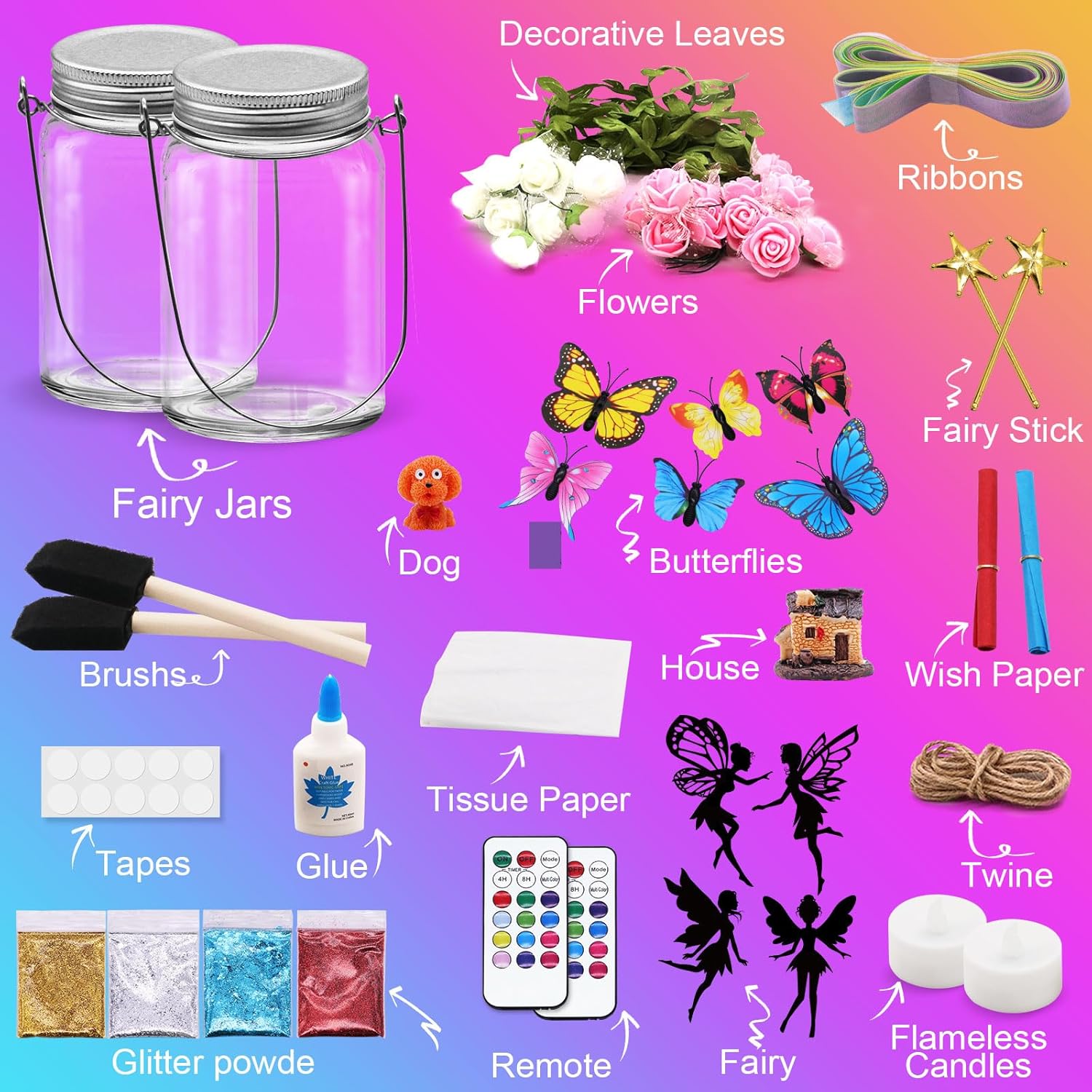 Alritz Fairy Lantern Craft Kit, Christmas Gifts for Kids Girls, Remote Control Mason Jar Night Light, DIY Garden Decorations Art Project Ornaments, Creative Activities Birthday Ages 4 5 6 7 8 9 10 11+