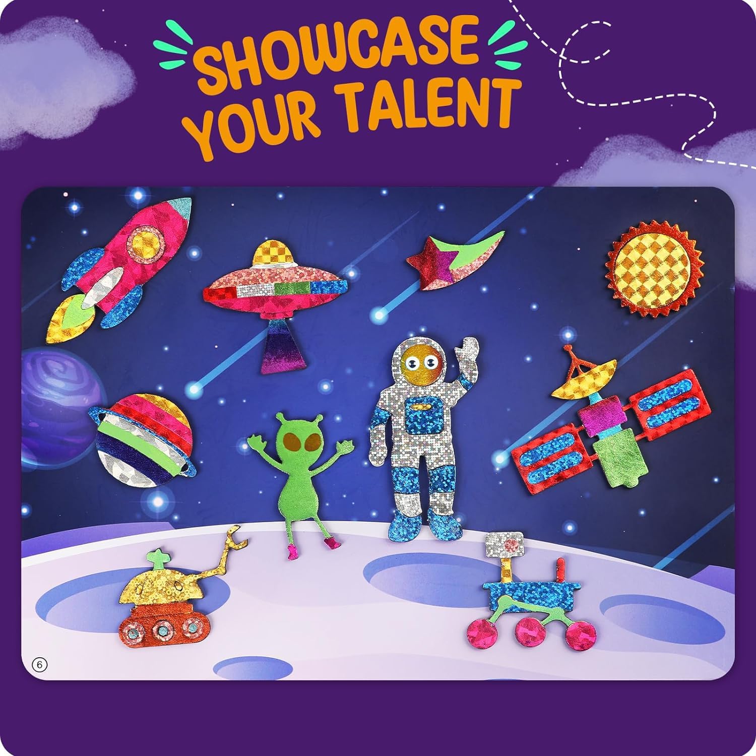 Alritz Arts and Crafts,Foil Crafts Fun Kit, Art Kit Toys for Kids Animals Space Cars, Foil Stickers Supplies,Travel Toys DIY Christmas Gifts for Girls Boys 4 5 6 7 8 9 10 11+ Years Old (6 Theme)