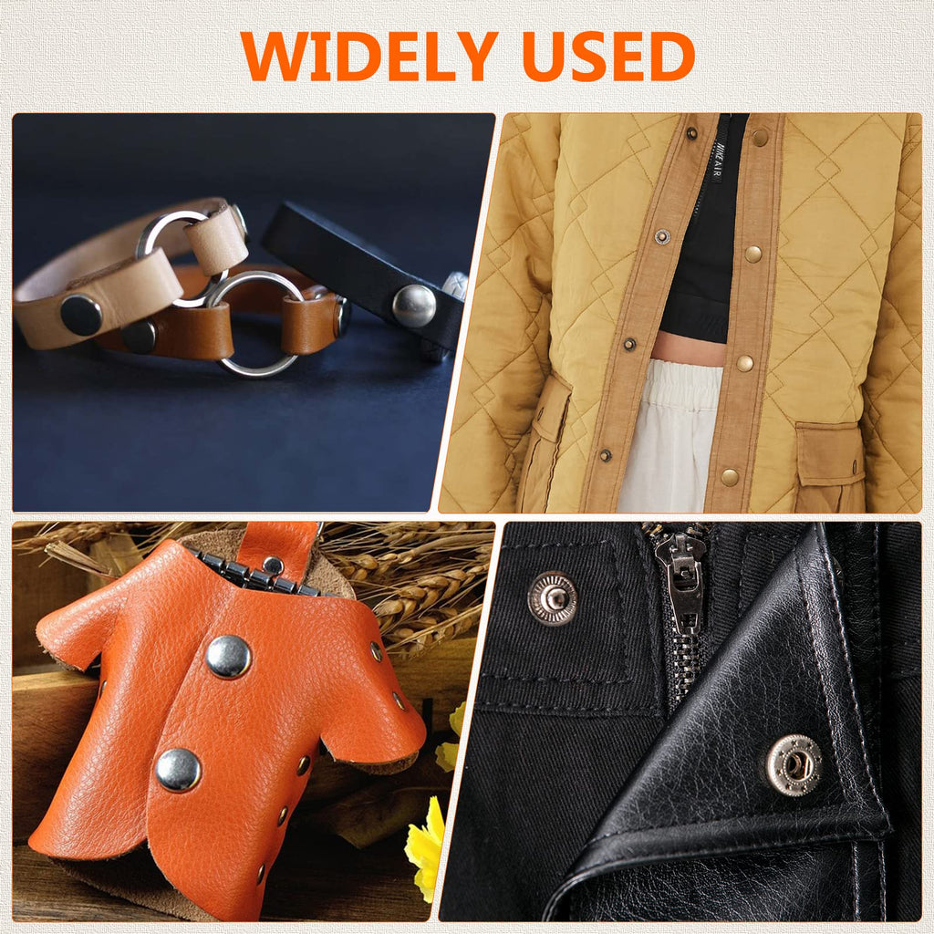 Alritz 15mm Leather Snap Fasteners Kit, 72 Set Metal Button Snaps Press Studs with 4 Setter Tools, 6 Colors Leather Snaps for Clothes, Jackets, Jeans Wears, Bracelets, Bags