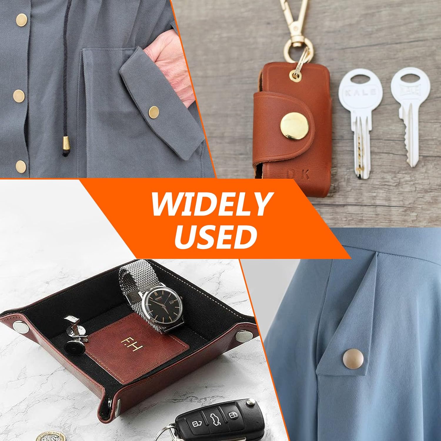 Alritz 17mm Leather Snap Fasteners Kit, 72 Set Metal Button Snaps Press Studs with 4 Setter Tools, 6 Colors Leather Snaps for Clothes, Jackets, Jeans Wears, Bracelets, Bags