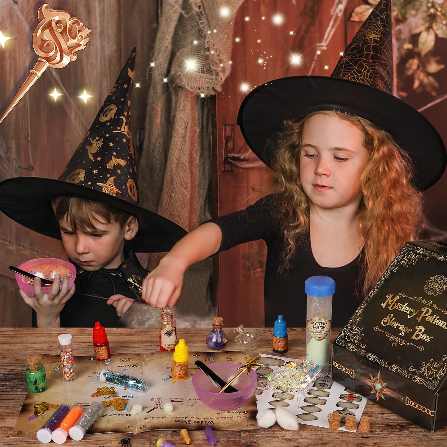 Alritz Mystery Potion Kits for Kids, 20 Magic Mix Witch Potion Bottles, Happy Decorations Ornaments Pumpkin Table Craft Toys Gift for Boys Girls Age 6 7 8 9 10 11+ Indoor Outdoor Halloween Party Decor