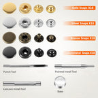 Alritz 17mm Leather Snap Fasteners Kit, 72 Set Metal Button Snaps Press Studs with 4 Setter Tools, 6 Colors Leather Snaps for Clothes, Jackets, Jeans Wears, Bracelets, Bags